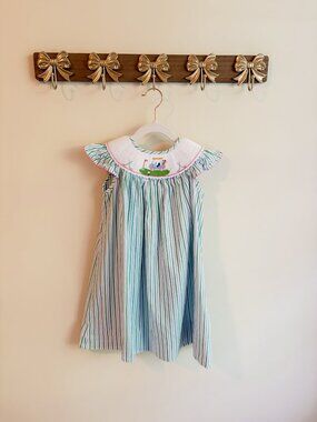 Anavini Hand smocked Golf Cart dress Girls size 3
